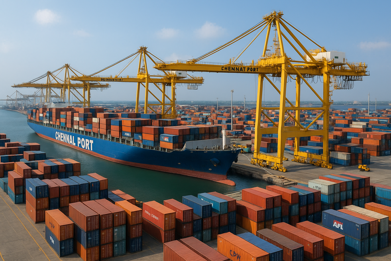 Container loading operations Chennai port sea freight India